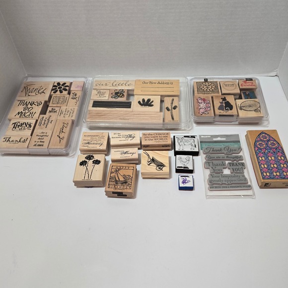 Rubber Stamp Lot Assorted Phrases Images Crafting Scrapbooking Card Making - Picture 1 of 8